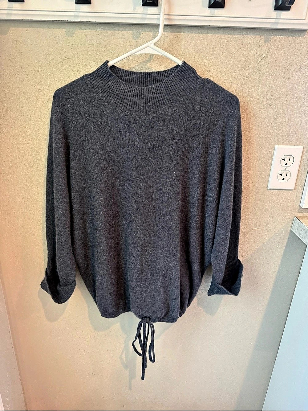 REPEAT Cashmere Drawstring Sweater Size Small in Gray